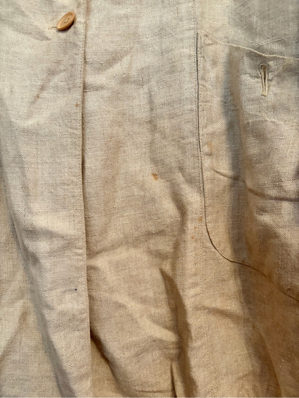 Beige Linen Long Blazer Jacket, L/XL - Picture 5 of 9
